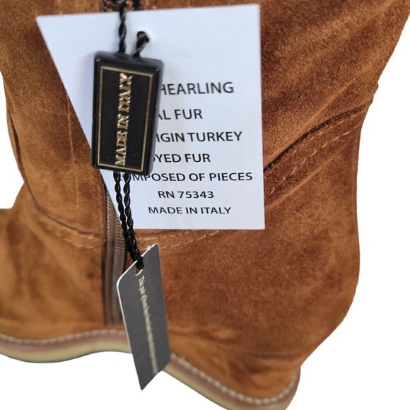 Made In Italy Suede Knee high Tall Long Wedge Heeled Boots Cognac | US 9 EU 39 - Picture 8 of 16